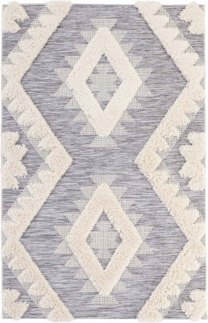 Dywan do salonu 194x290cm- MINT RUGS HANDIRA ,szaro kremowy dywan , płasko tkany z elementami włosia