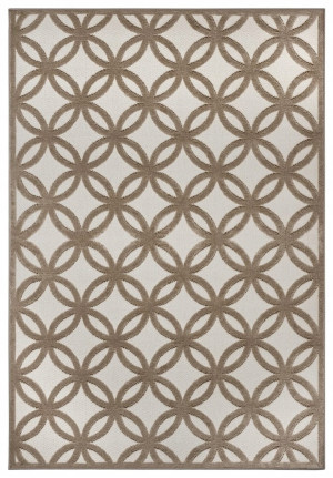 Dywan do salonu 67x120cm ,beżowy tłoczony wzór w koła, miękki włos Hanse Home ICONIC