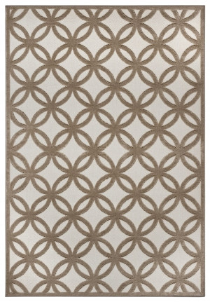 Dywan, chodnik do przedpokoju 57x90cm ,beżowy tłoczony wzór w koła, miękki włos Hanse Home ICONIC