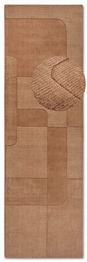 CHODNIK do korytarza,naturalny z wełny Villeroy & Boch Charlotte 80x250cm,nowoczesny brązowy wzór 3D