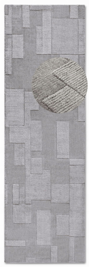 CHODNIK do korytarza,naturalny z wełny Villeroy & Boch Wilhelmine 80x250cm,nowoczesny szary wzór 3D