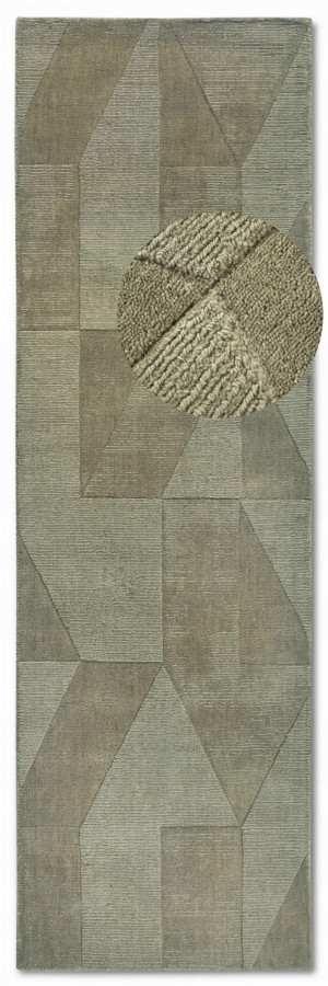 CHODNIK do korytarza,naturalny z wełny Villeroy & Boch Ursule 80x250cm,nowoczesny zielony wzór 3D