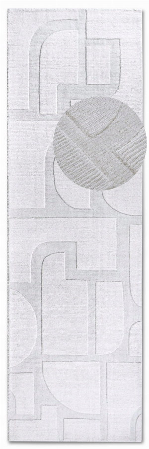 CHODNIK do korytarza,naturalny z wełny Villeroy & Boch ALEXIS 80x250cm,nowoczesny kremowy wzór 3D