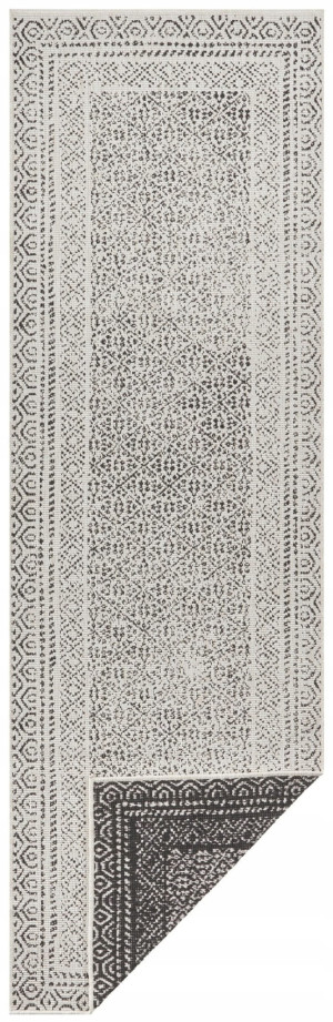 Chodnik 80x250cm NORTHRUGS TWIN- czarno kremowy , płasko tkany, sznurkowy ,dwustronny,zewnętrzno-wewnętrzny