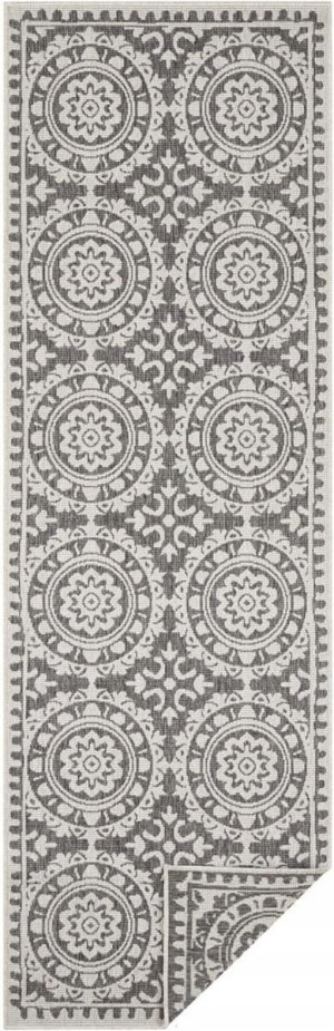 Chodnik 80x250cm NORTHRUGS JARDIN- szaro kremowy , płasko tkany, sznurkowy ,dwustronny,zewnętrzno-wewnętrzny
