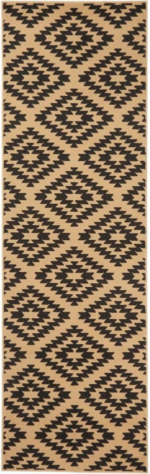 Chodnik na korytarz, przedpokój 80x350cm-Hanse Home Basic z krótkim miękkim włosem, czarno beżowy nowoczesny