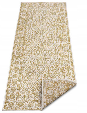 Chodnik 80x350cm NORTHRAGS CURACAO- żółto kremowy, płasko tkany, sznurkowy ,dwustronny,zewnętrzno-wewnętrzny