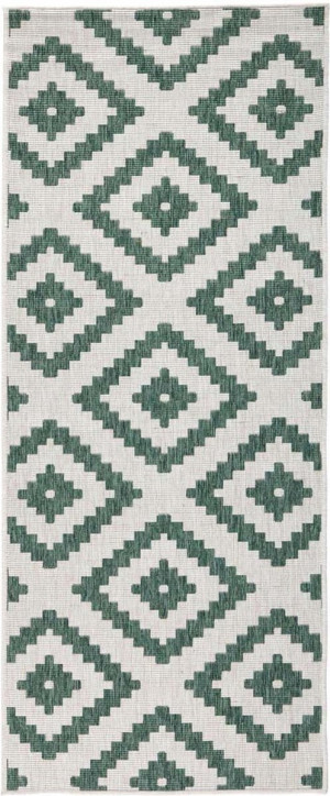 Chodnik 80x350cm NORTHRAGS MALTA- zielono kremowy, płasko tkany, sznurkowy ,dwustronny,zewnętrzno-wewnętrzny