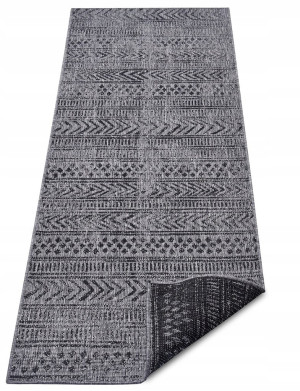 Chodnik 80x250cm NORTHRUGS BIRI- czarno kremowy , płasko tkany, sznurkowy ,dwustronny,zewnętrzno-wewnętrzny