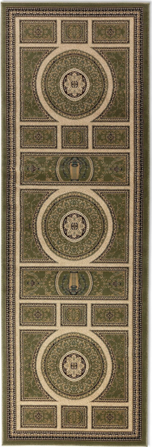 Chodnik tradycyjny na korytarz, przedpokój 80x240cm, NOURISTAN HERAT ,klasyczny wzór zielono beżowy