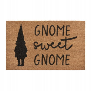 Dywanik,wycieraczka antypoślizgowa, na gumowym spodzie,beżowo czarna, typu KOKOS 45x75cm GNOME SWEET GNOME