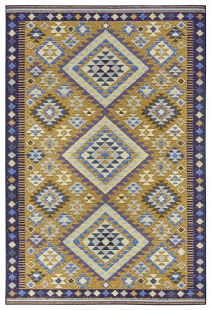 Dywan do salonu 120x180cm,zółto niebieski płasko tkany orientalny wzór, uniwersalny do wielu pomieszczeń HANSE HOME Cappucino
