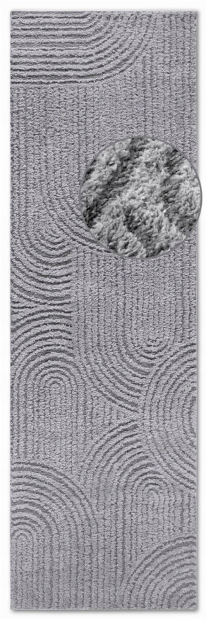 CHODNIK do korytarza 80x240cm, ELLE DECOR CHAPPE , wycinany wzór, kolor szary