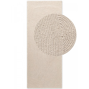 Chodnik wełniany 80x200cm-Hanse Home Eleni, kremowy z miękkim włosiem, wycinany 3d