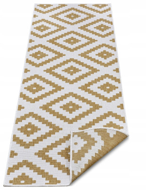 Chodnik 80x250cm NORTHRUGS MALTA- żółto kremowy , płasko tkany, sznurkowy ,dwustronny,zewnętrzno-wewnętrzny