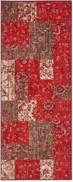 Chodnik na korytarz, przedpokój 80x250cm-Hanse Home KIRIE z krótkim miękkim włosem, czerwono kremowy