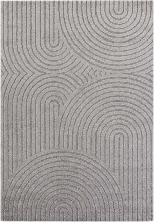 Dywan pluszowy do salonu 120x170cm-Elle DECORATION PANGLAO ,szary nowoczesny wzór w półkola