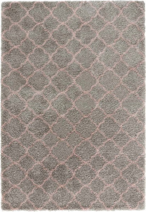 Dywan Shaggy, pluszowy szaro różowy Mint Rugs Grace Luna 80x150 cm