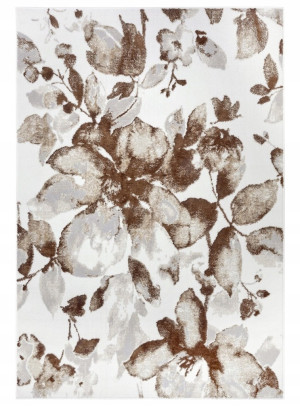 Dywan nowoczesny pluszowy do salonu 57x90cm-Hanse HOME SHINE, beżowo kremowy w kwiaty miękkie włosie