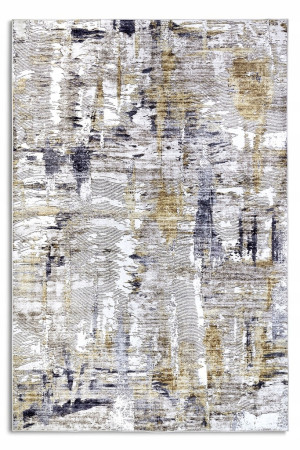 Dywan nowoczesny do salonu 120x160 Elle Decoration MALARD , kremowo złoty wzór płasko tkany