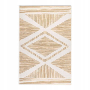 Dywan na taras 200x290cm -ELLE DECOR GEMINI żółto kremowy dywan,dwustronny, zewnętrzno-wewnętrzny sznurkowy, płasko tkany