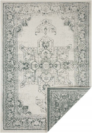 Dywan na taras 80x150cm NORTHRUGS BORDON- zielono kremowy, dwustronny płasko tkany,zewnętrzno-wewnętrzny