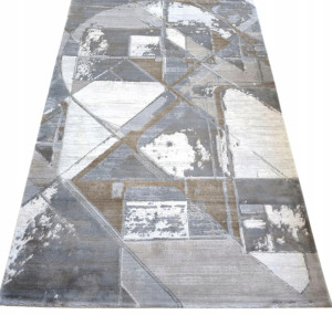 Ekskluzywny gruby Dywan SETA HALI, pluszowy wzór loftowy do salonu 160x230cm,kremowo szaro beżowy