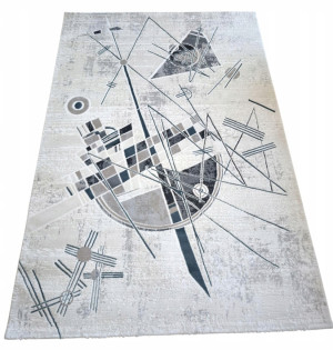 Ekskluzywny gruby Dywan SETA HALI, pluszowy wzór loftowy do salonu 160x230cm,kremowo szaro niebieski
