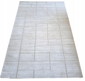 Ekskluzywny gruby Dywan SETA HALI, pluszowy wzór loftowy do salonu 160x230cm,kremowo