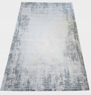 Ekskluzywny gruby Dywan SETA HALI, pluszowy wzór loftowy do salonu 160x230cm,szaro kremowo niebieski