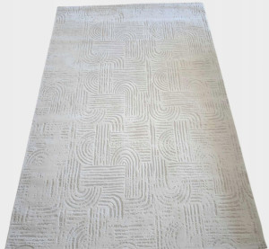 Ekskluzywny gruby Dywan SETA HALI, pluszowy wzór loftowy do salonu 160x230cm,kremowy