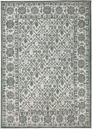 Dywan na taras 80x150cm NORTHRUGS CURACAO- zielono kremowy, dwustronny płasko tkany,zewnętrzno-wewnętrzny