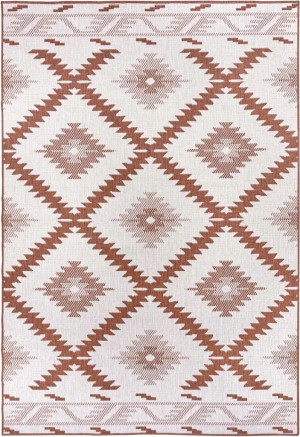 Dywan zewnętrzno-wewnętrzny na taras 120x170cm,dwustronny ,sznurkowy Northrugs MALIBU, brązowo kremowy , płasko tkany