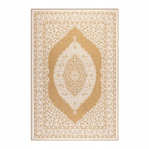 Dywan zewnętrzno-wewnętrzny na taras 120x170cm,dwustronny ,sznurkowy ELLE DECOR GEMINI, żółto kremowy , płasko tkany