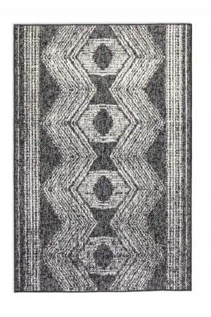 Dywan na taras 160x230cm ELLE DECORATION MERGE- czarno kremowy, dwustronny płasko tkany,zewnętrzno-wewnętrzny
