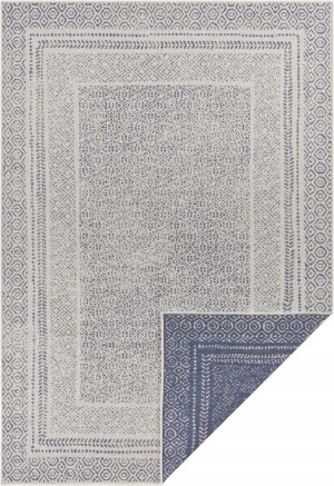 Dywan na taras 200x290cm -NORTHRUGS TWIN niebiesko kremowy dywan,dwustronny, zewnętrzno-wewnętrzny sznurkowy, płasko tkany