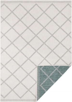 Dywan na taras 200x290cm -NORTHRUGS CORSICA zielono kremowy dywan,dwustronny, zewnętrzno-wewnętrzny sznurkowy, płasko tkany