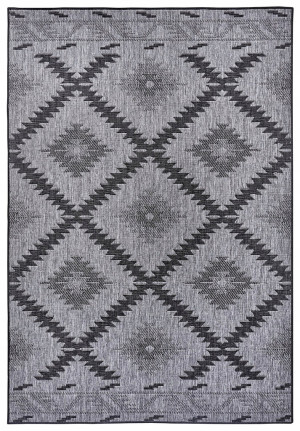 Dywan na taras 160x230cm Northrugs MALIBU- czarno grafitowy, dwustronny płasko tkany,zewnętrzno-wewnętrzny