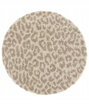 Dywan shaggy okrągły beżowy w cętki - leopard 160 cm
