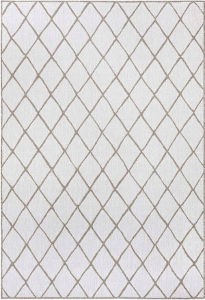 Dywan na taras 80x150cm NORTHRUGS MALAGA- beżowo kremowy, dwustronny płasko tkany,zewnętrzno-wewnętrzny