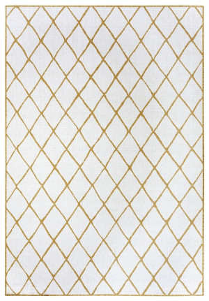 Dywan na taras 80x150cm NORTHRUGS MALAGA- żółto kremowy, dwustronny płasko tkany,zewnętrzno-wewnętrzny