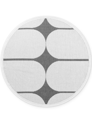 Dywan okrągły na taras 160cm NORTHRUGS- DUET,zewnętrzno-wewnętrzny, płasko tkany,dwustronny ,szaro kremowy
