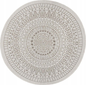 Dywan okrągły, Northrugs/Bougari PORTO- , beżowo kremowy ,dwustronny zewnętrzno wewnętrzny dywan sznurkowy, płasko tkany 240 cm