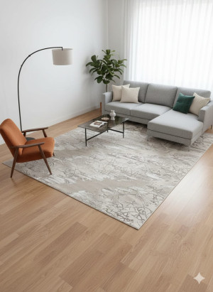 Dywan nowoczesny do salonu 250x350, beton marmur szaro beżowy miekki