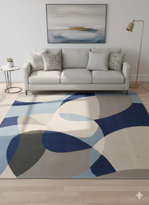Dywan Prostokątny Allegro ALG-09 240x305 cm – Nowoczesny Wzór Geometryczny Niebiesko-Beżowy
