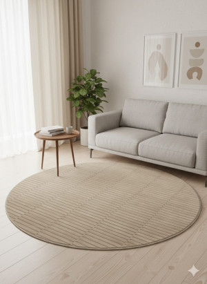 DYWAN OKRAGLY 160X160 ANGEL D BEIGE CREAM NOWOCZESNY MIEKKI