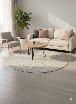 Dywan okrągły Gramercy – 160cm (beżowy orientalny wzór)