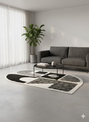 Dywan nowoczesny 160×230cm biało-czarny – geometryczny wzór