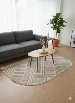 Dywan 133 × 190 cm beżowo-szary – nowoczesny geometryczny wzór