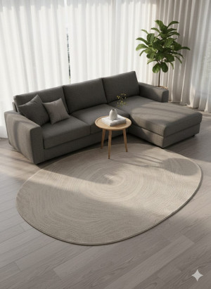 Dywan 133×190cm beżowy nowoczesny owalny Yaren Viera premium